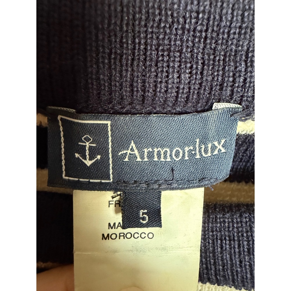 Armor-Lux Breton Striped Wool Sweater Coastal Nautical French Size 5 US XXL - Picture 7 of 11